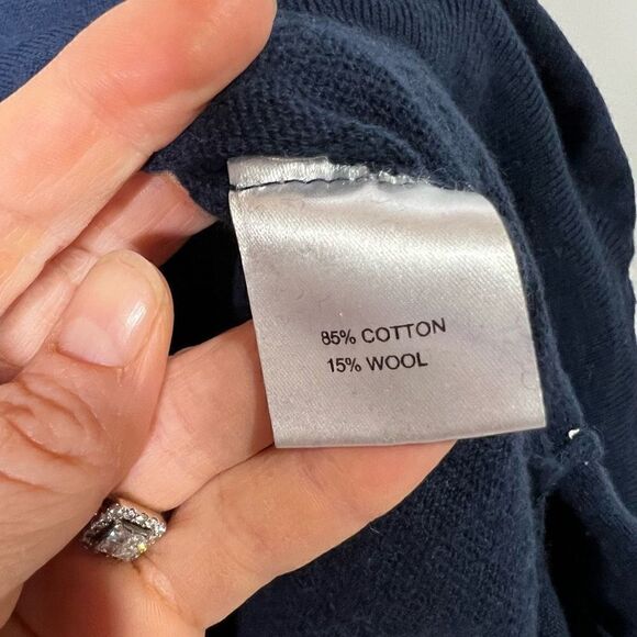 Moth Women's Navy Blue V Neck Ruffled Details Flare Hem Sweater Size Large - Picture 5 of 11